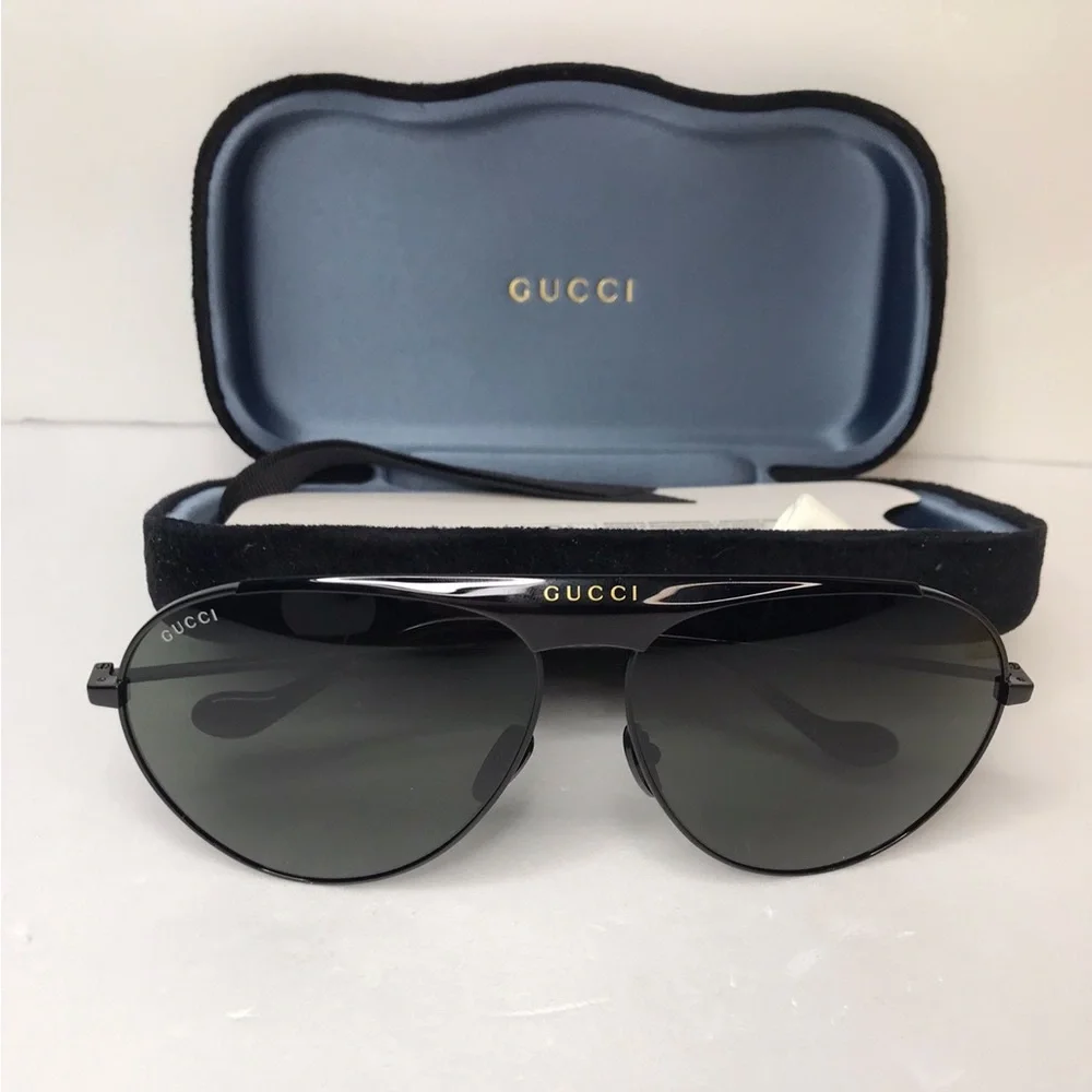 💯 Authentic Gucci Grey Pilot Men's Sunglasses GG0908S 004
